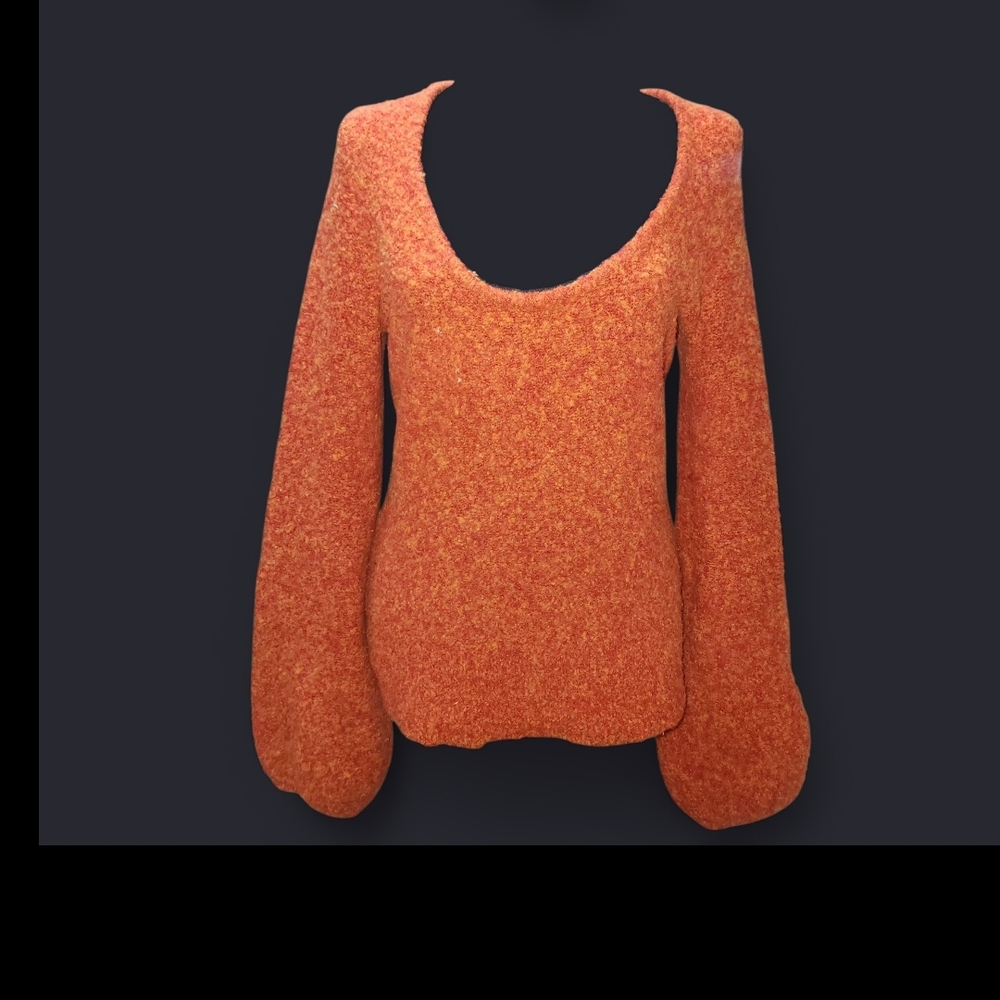 Moda International Vibrant Orange Scoop Neck Sweater